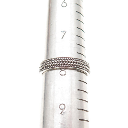 Chapal Zenray 925 Sterling Silver Vintage Wheat Link Oxidized Band Ring Size 8