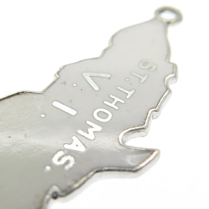 925 Sterling Silver Vintage Mexico Enamel Saint Thomas, Virgin Islands Pendant