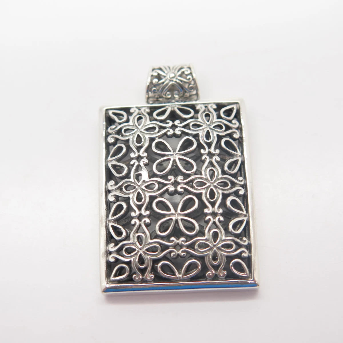 925 Sterling Silver Vintage Ornate Cutout Slide Pendant