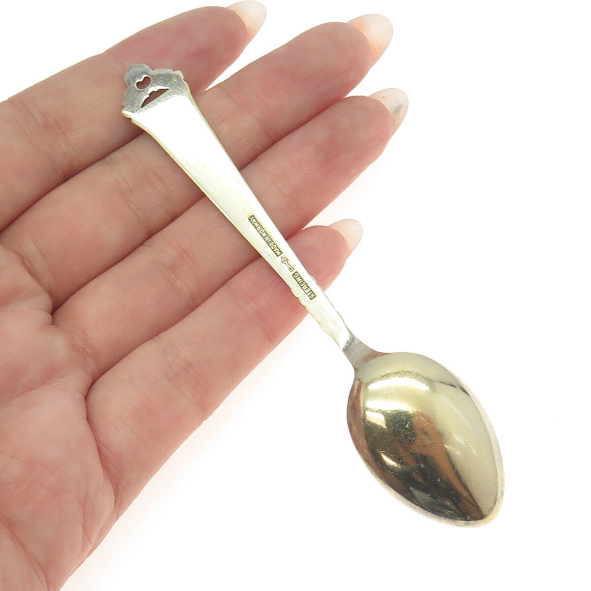 NILS HANSEN 925 Sterling Silver Gold Plated Vintage Norway Enamel Coffee Spoon
