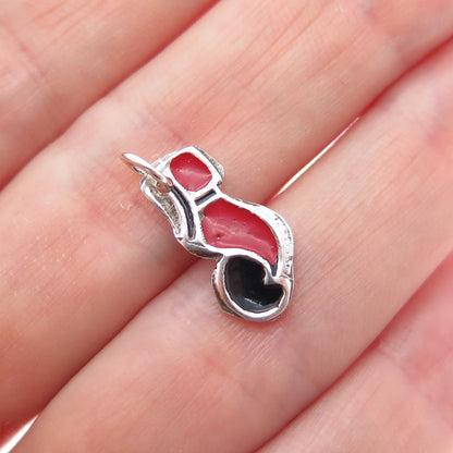 900 Silver Vintage Enamel Dutch Clogs Minimalist Charm Pendant