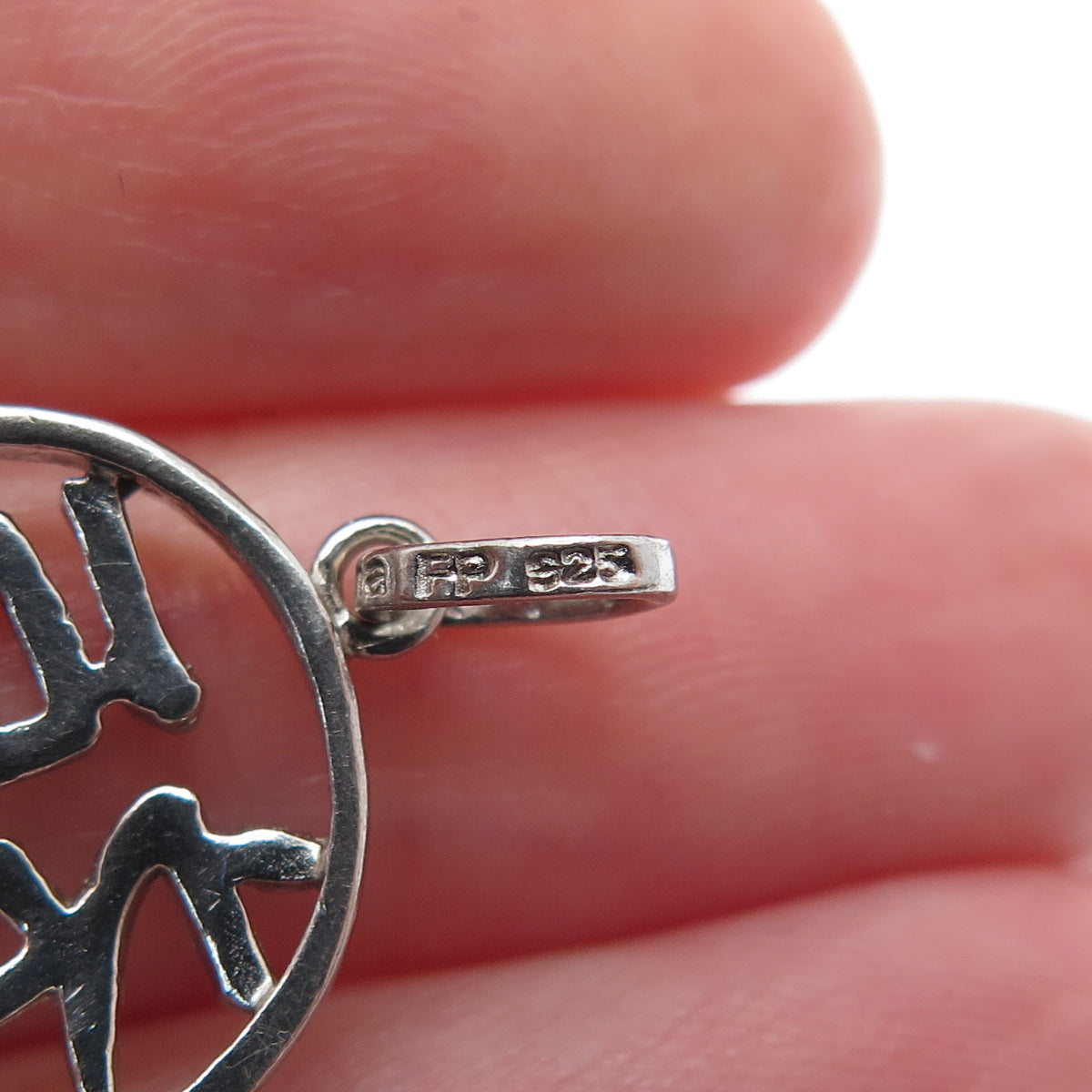 925 Sterling Silver Vintage Happiness Chinese Character Minimalist Charm Pendant