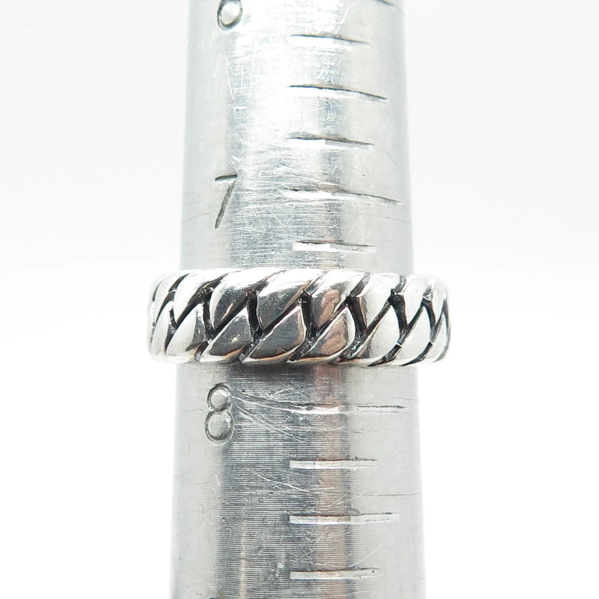 925 Sterling Silver Vintage Cuban Chain Band Ring Size 7.75