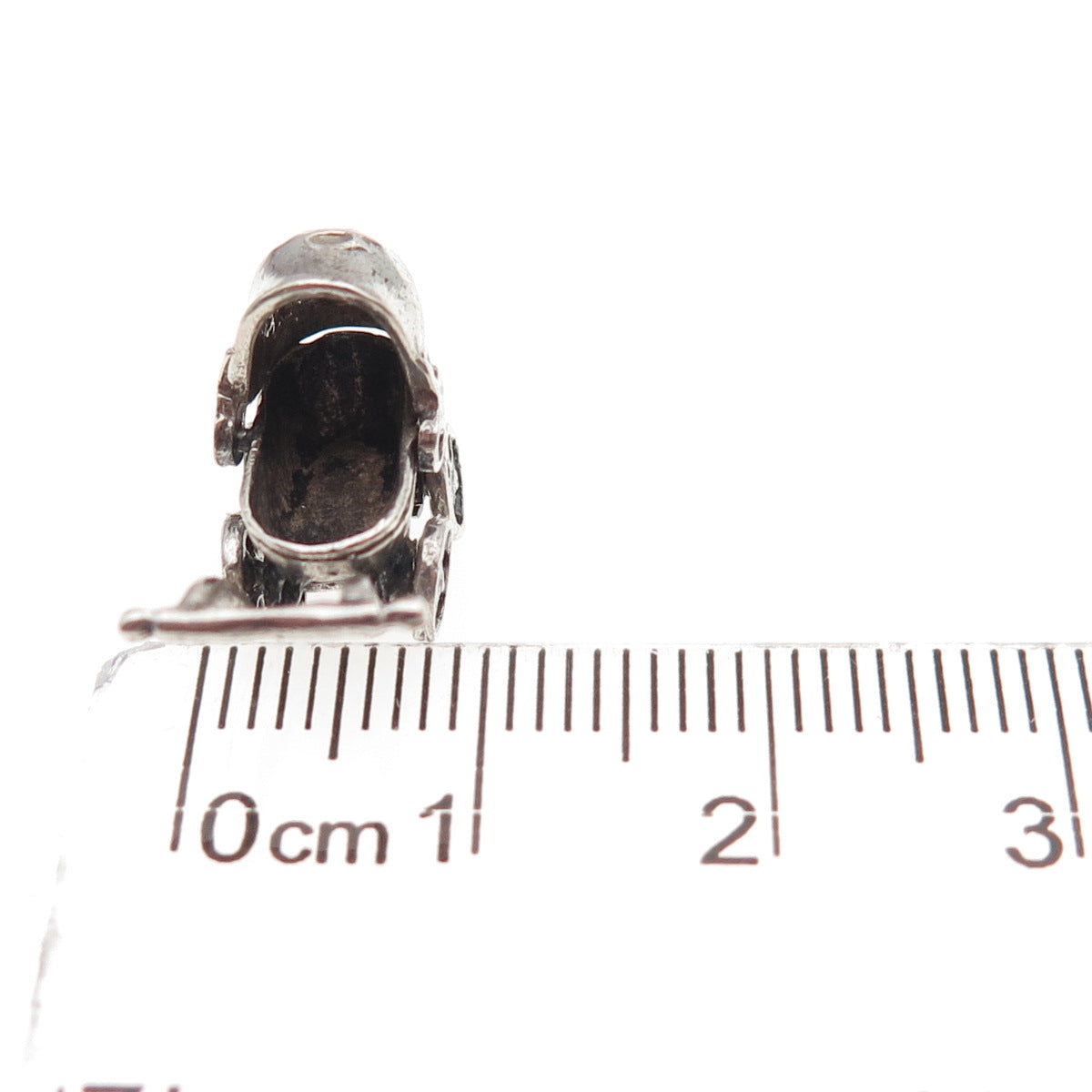 925 Sterling Silver Vintage Baby Stroller Oxidized Movable 3D Mini Charm Pendant