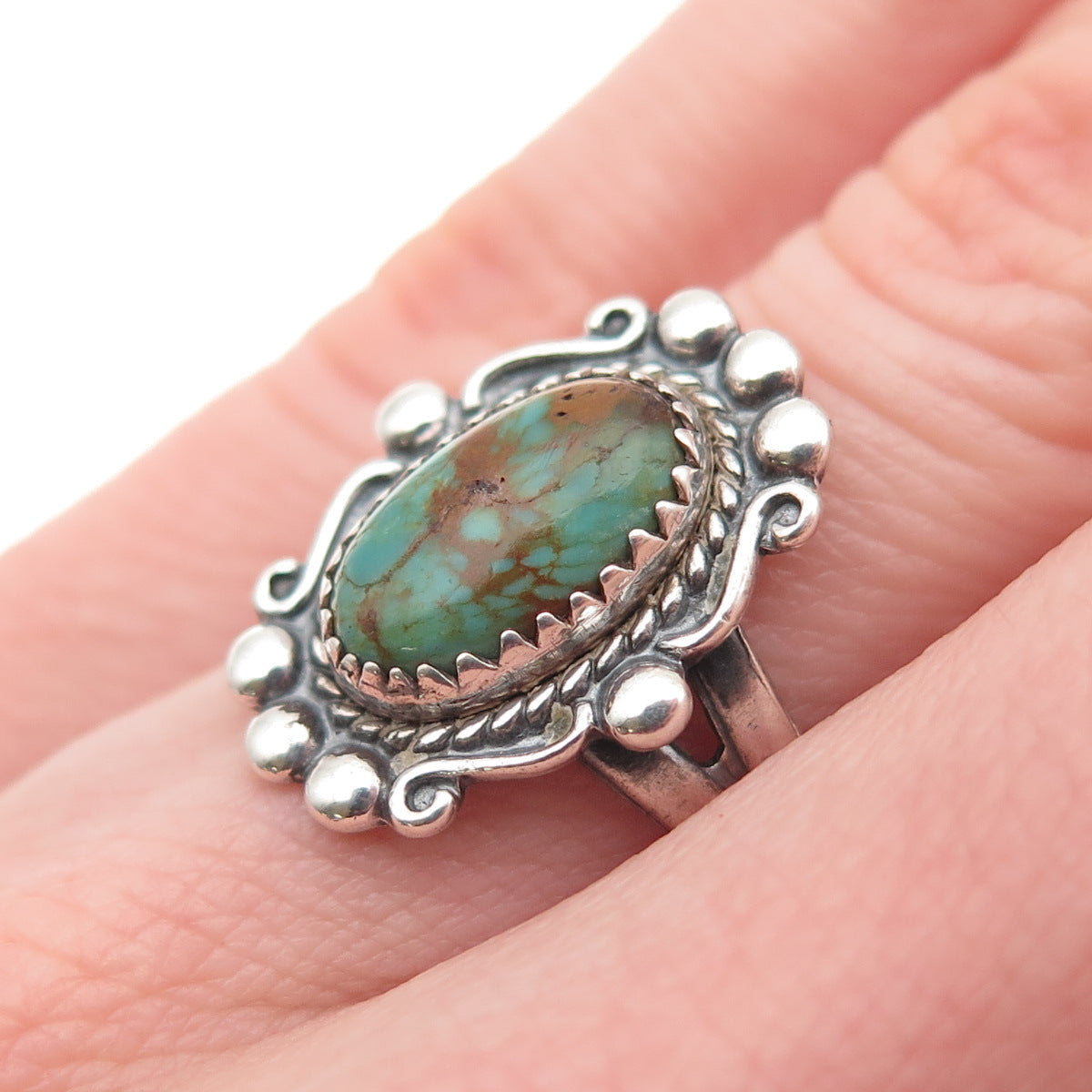 Bell Trading Post Old Pawn Sterling Silver Vintage Royston Turquoise Ring Size 6