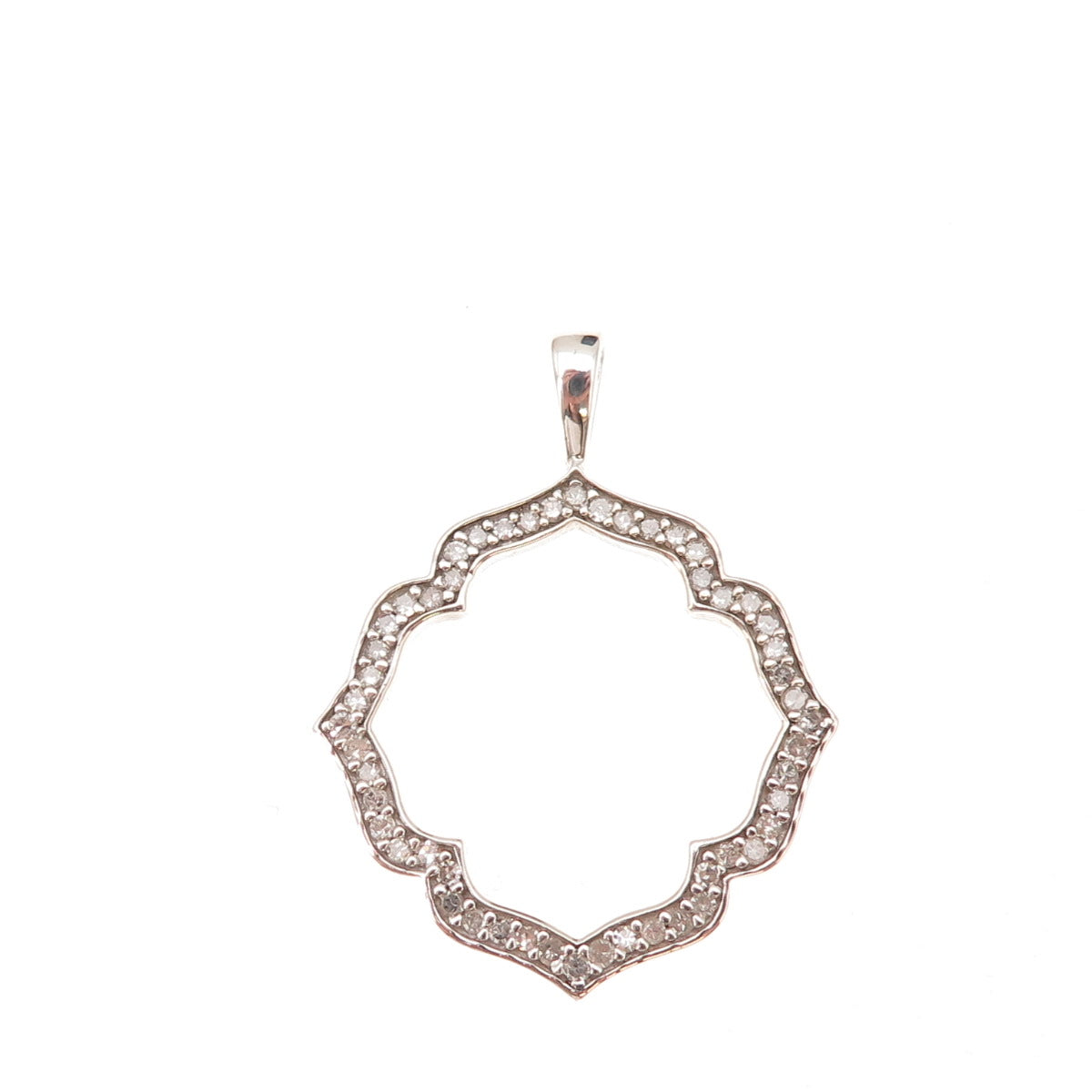 Heng Ngai 925 Sterling Silver Real Round-Cut Diamond Floral Charm Pendant