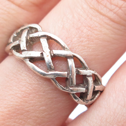 925 Sterling Silver Vintage Celtic Knot Oxidized Ring Size 8.75