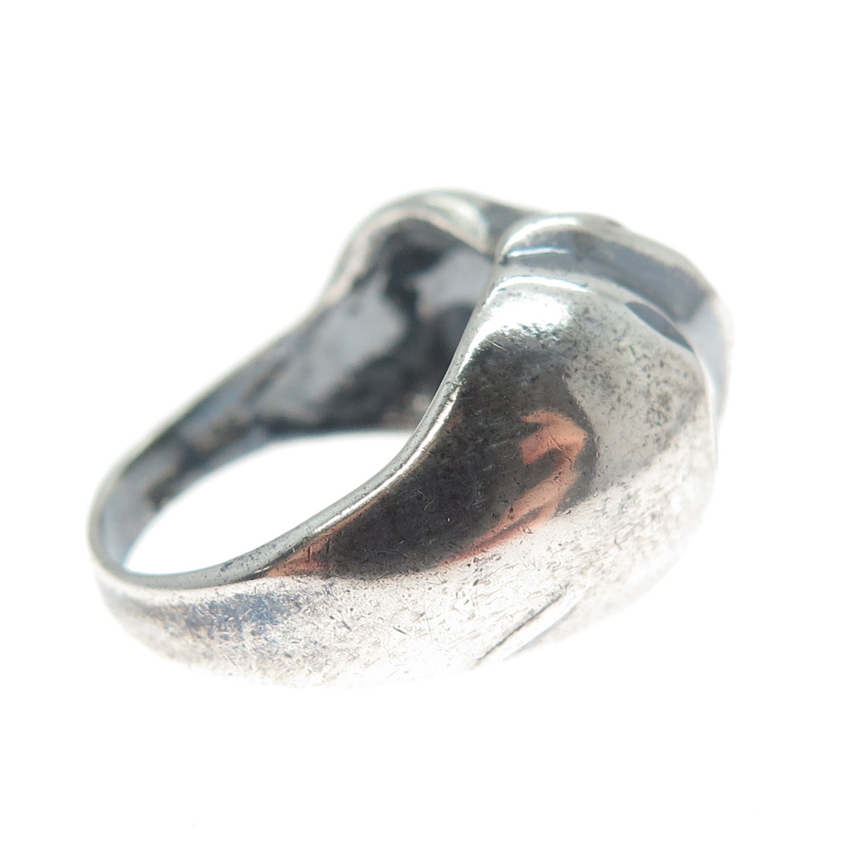 925 Sterling Silver Vintage Modernist Dome Oxidized Ring Size 6
