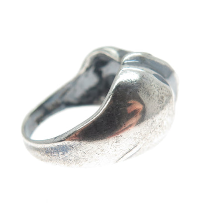 925 Sterling Silver Vintage Modernist Dome Oxidized Ring Size 6
