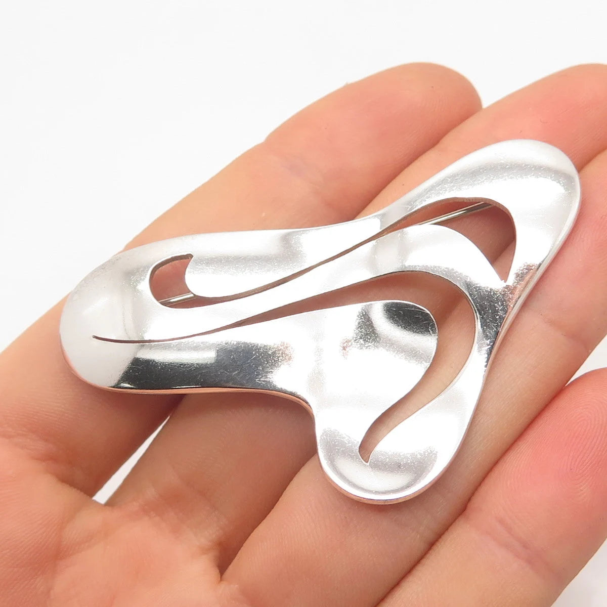 925 Sterling Silver Vintage Mexico Modernist Pin Brooch