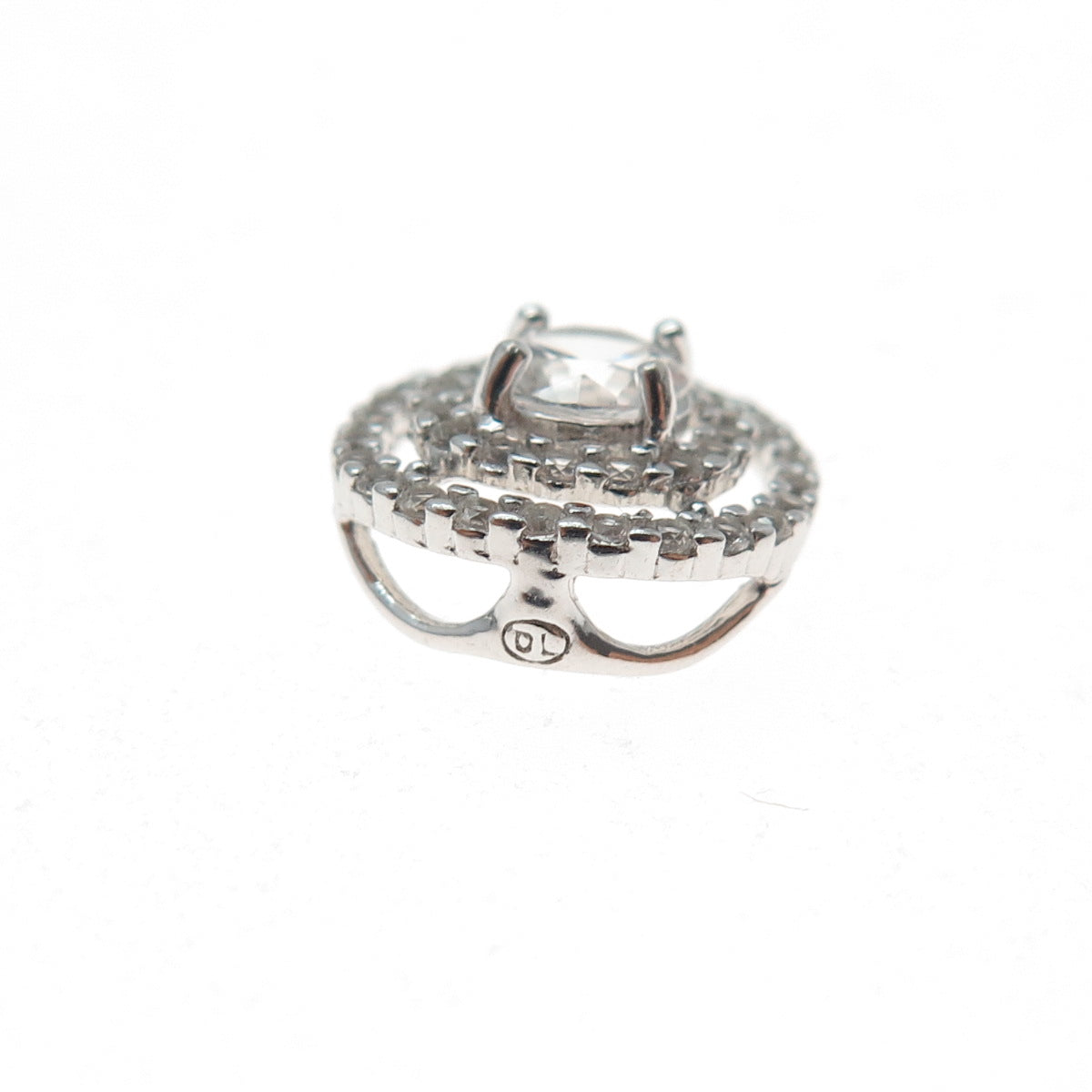 925 Sterling Silver Real Round-Cut White Topaz Mini Slide Charm Pendant