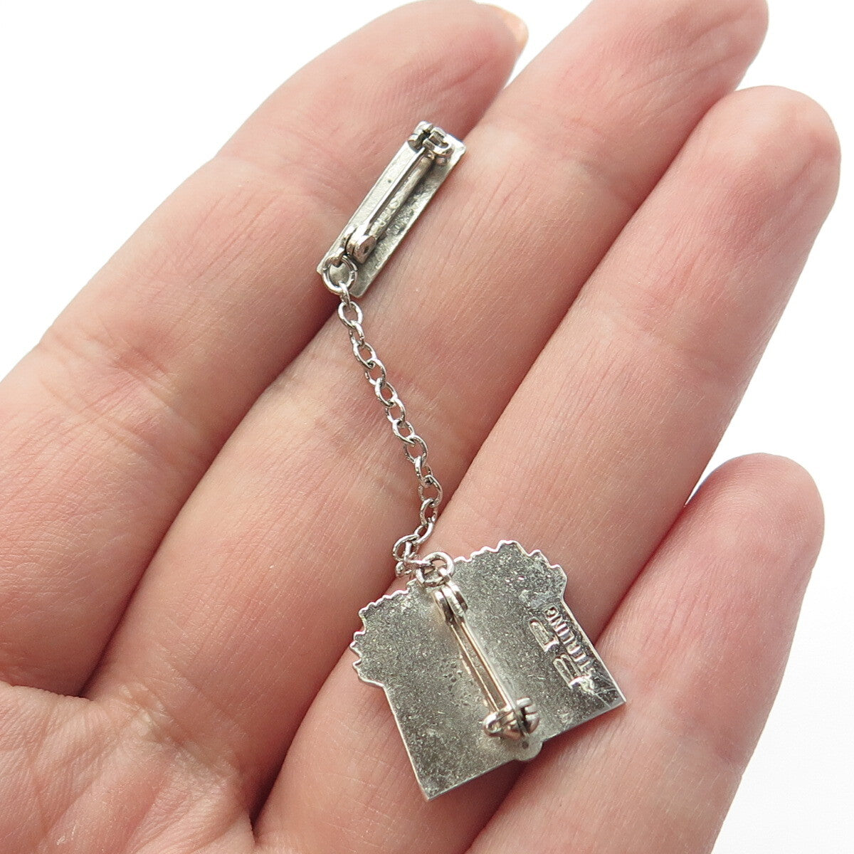 925 Sterling Silver Vintage Enamel "Student Council 1956-57" Pin Brooch