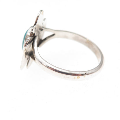 Old Pawn 925 Sterling Silver Vintage Turquoise Thunderbird Tribal Ring Size 7.75