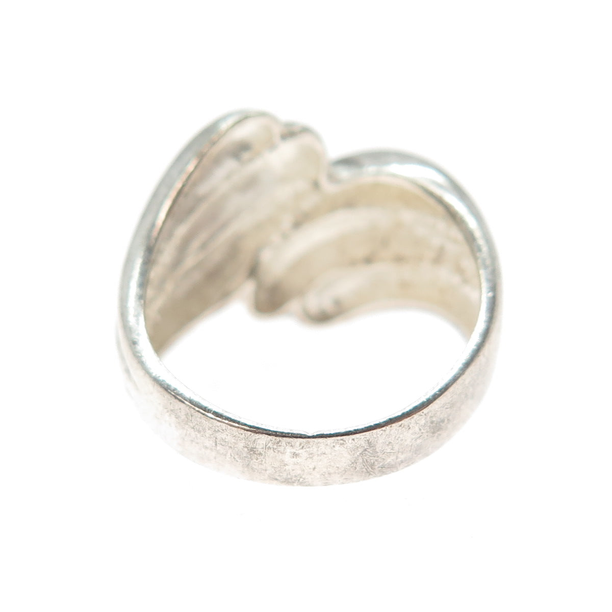 925 Sterling Silver Vintage Modernist Wing Bypass Oxidized Ring Size 6.25