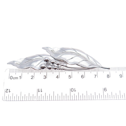 CARL ART 925 Sterling Silver Antique Art Deco Floral Leaf Pin Brooch