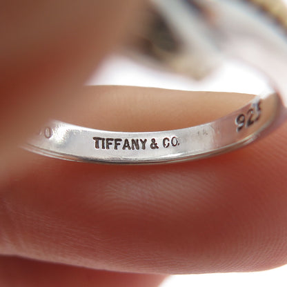 TIFFANY & CO. 925 Sterling Silver 18K Gold Vintage 1990 Crisscross Ring Size 6.5
