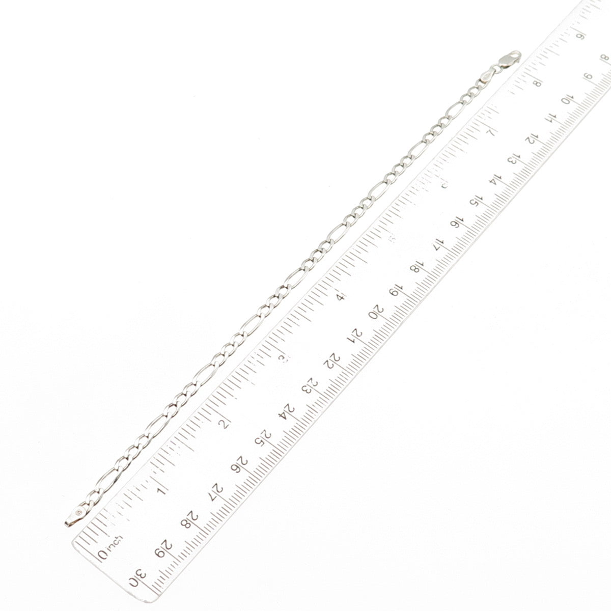 925 Sterling Silver Vintage Italy Figaro Link Bracelet 8.25"