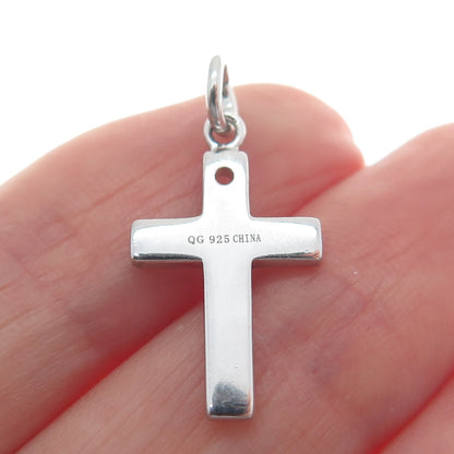 925 Sterling Silver Vintage "Faith" Cross Minimalist Charm Pendant