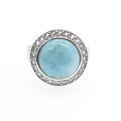 CFJ Collins Fine Jewelry 925 Sterling Vintage Real Larimar Topaz Ring Size 6.25