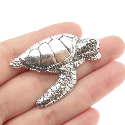 925 Sterling Silver Vintage Sea Turtle Slide Pendant