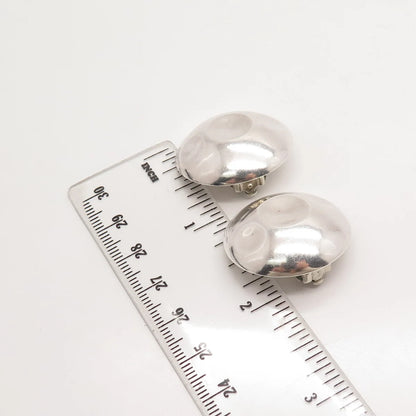 925 Sterling Silver Vintage Mexico Jondell Concave Round Clip On Earrings