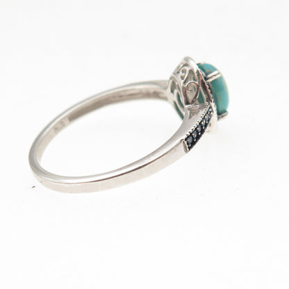 Chuck Clemency 925 Sterling Silver Real Blue Diamond & Turquoise Ring Size 7.75