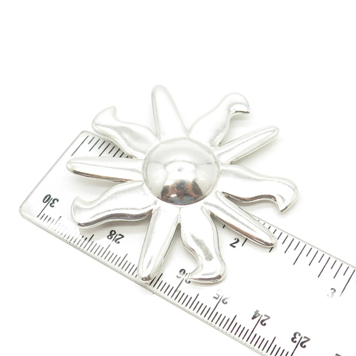 925 Sterling Silver Vintage Sun Pin Brooch / SIGNED "IC"
