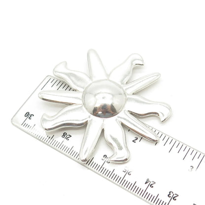 925 Sterling Silver Vintage Sun Pin Brooch / SIGNED "IC"