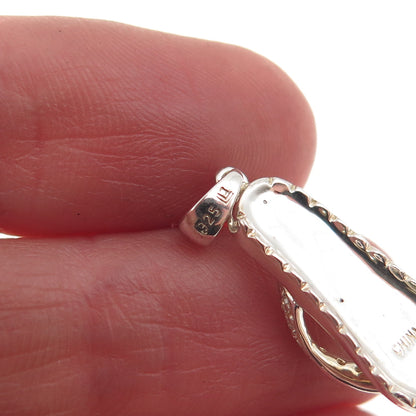 925 Sterling Silver Real Round-Cut Diamond Flip Flop 3D Charm Pendant