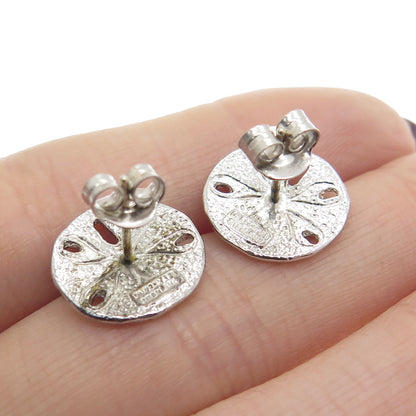 DANECRAFT 925 Sterling Silver Vintage Sand Dollar Textured Stud Earrings