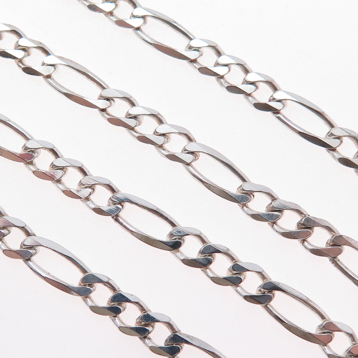 925 Sterling Silver Vintage Italy Figaro Chain Necklace 24"