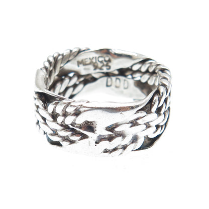 DOMINIQUE DINOUART 925 Sterling Vintage Mexico Crisscross Band Ring Size 6.25