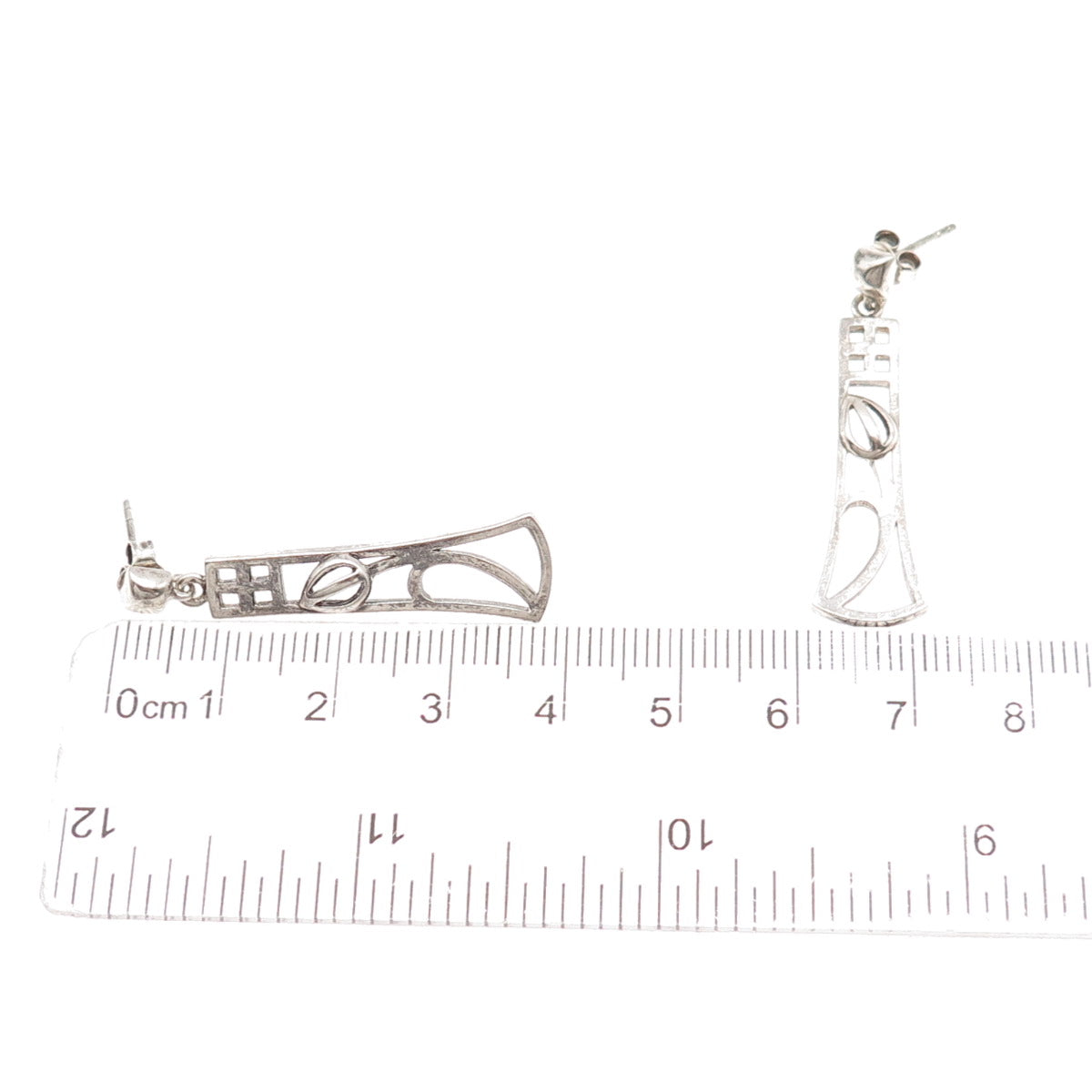 925 Sterling Silver Vintage Tulip Flower Oxidized Dangle Earrings