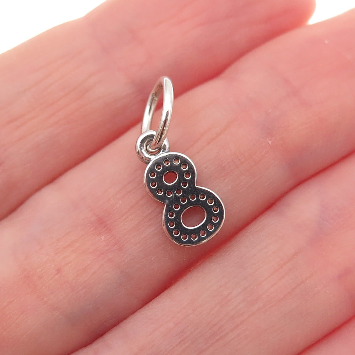 Pandora 925 Sterling Silver C Z Lucky Number 8 Dangle Charm Pendant