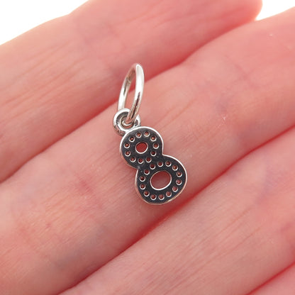 Pandora 925 Sterling Silver C Z Lucky Number 8 Dangle Charm Pendant