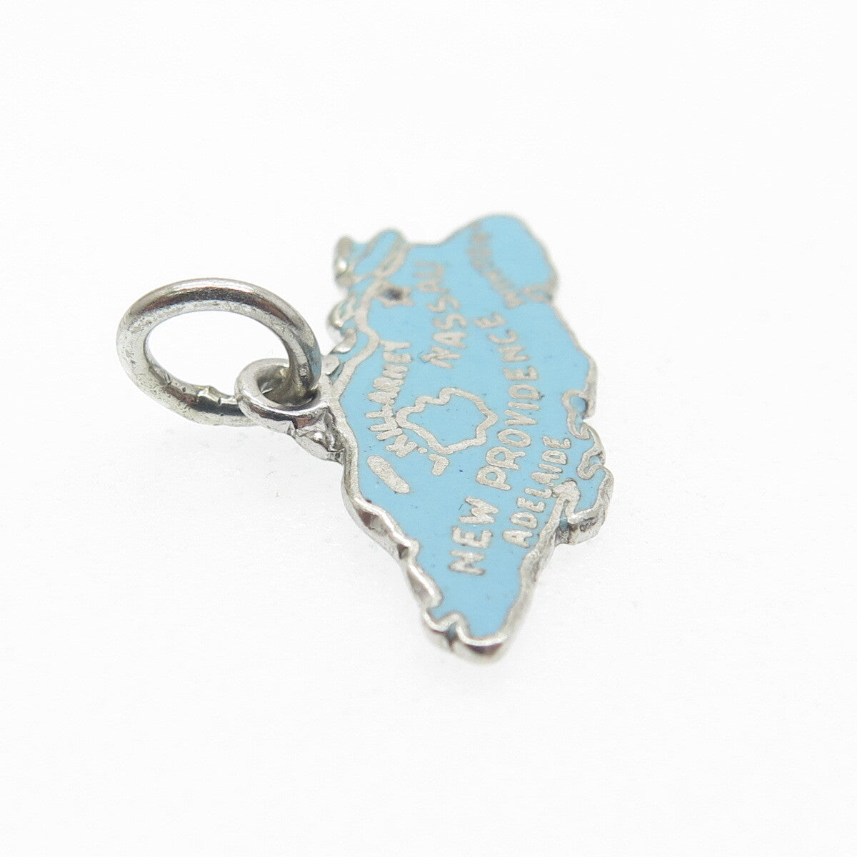925 Sterling Silver Vintage Enamel New Providence Island Nassau Charm Pendant
