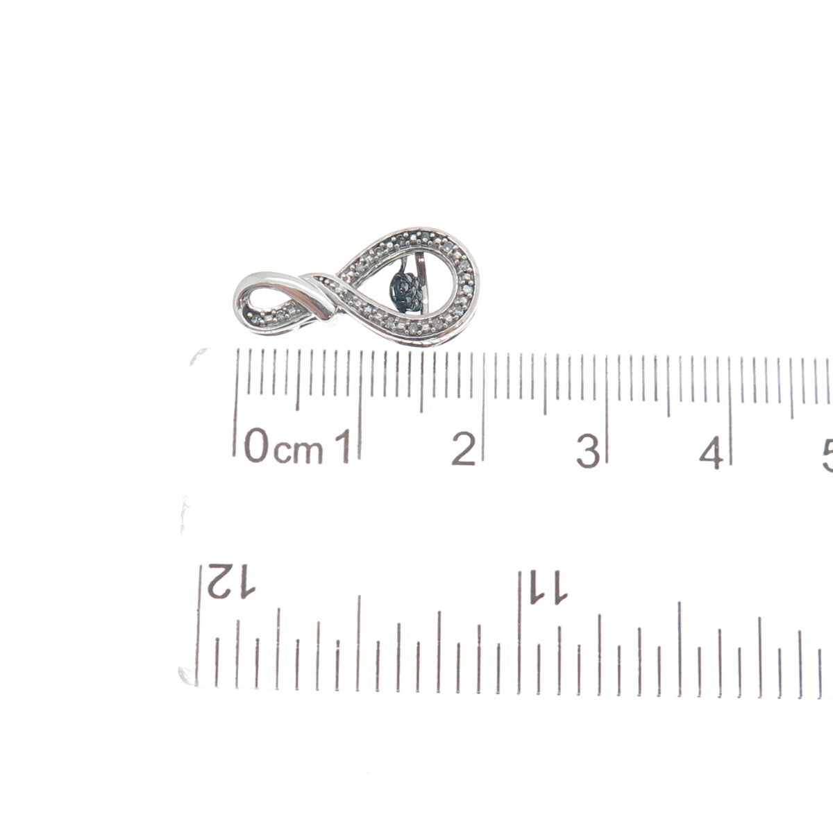 925 Sterling Silver Real White Diamond Infinity Slide Pendant