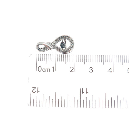 925 Sterling Silver Real White Diamond Infinity Slide Pendant