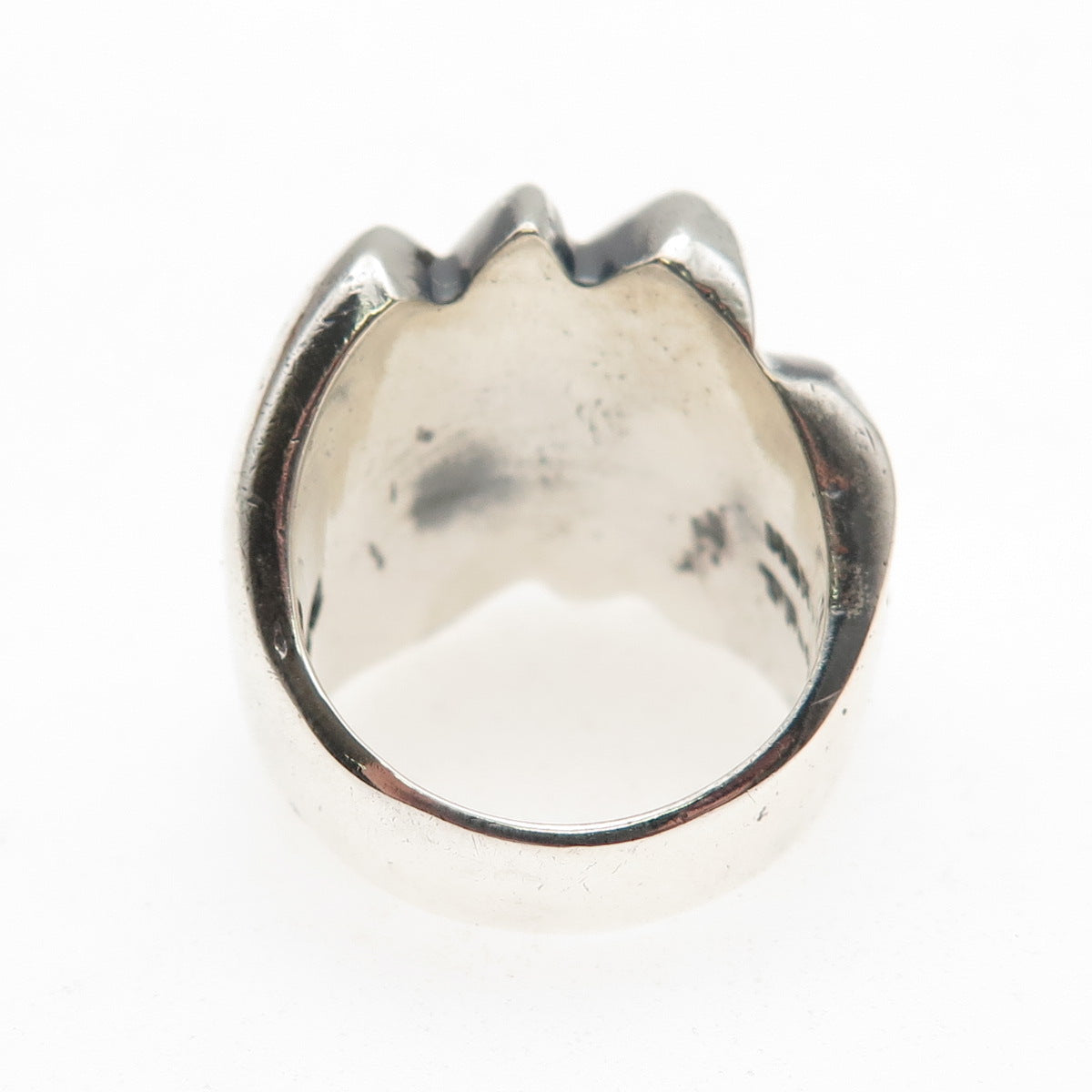 925 Sterling Silver Vintage Mexico Modernist Ribbed Oxidized Ring Size 5.5