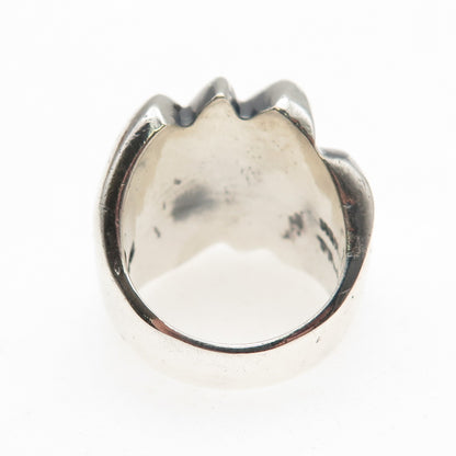 925 Sterling Silver Vintage Mexico Modernist Ribbed Oxidized Ring Size 5.5