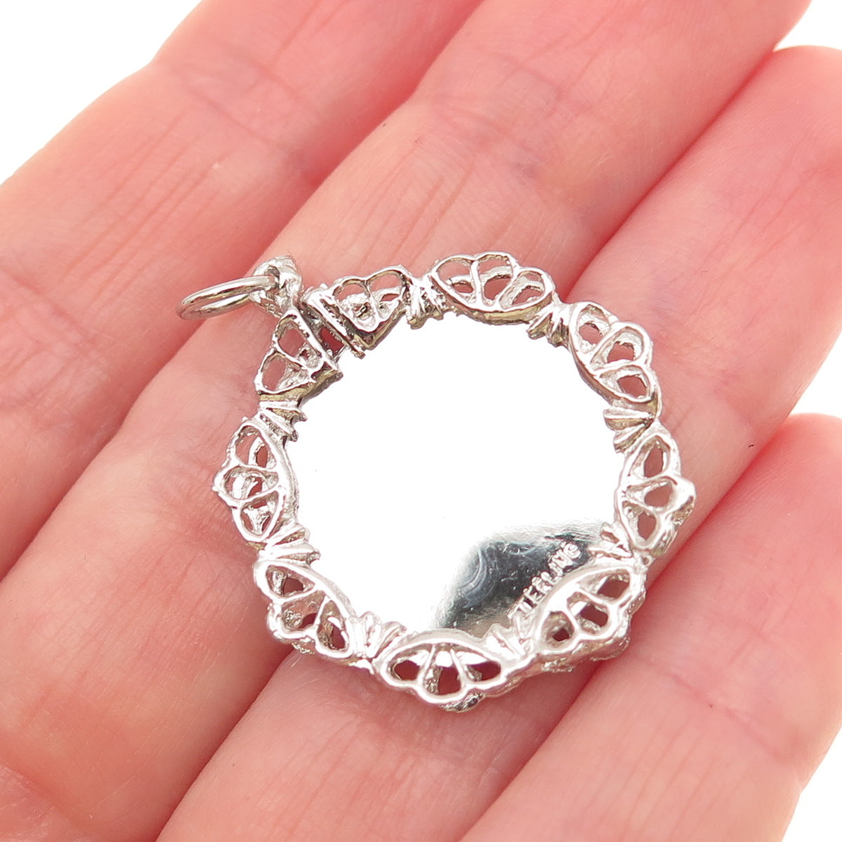 925 Sterling Silver Vintage Pink Rhinestone Merry Christmas Santa Charm Pendant