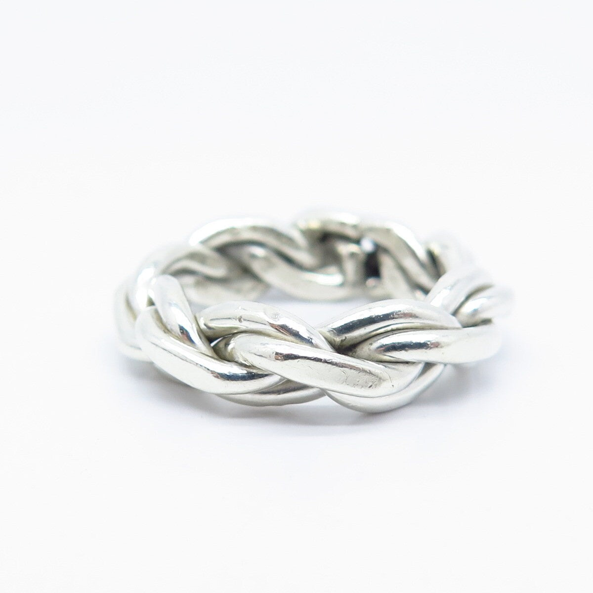 925 Sterling Silver Vintage Wicker / Twisted Band Ring Size 6.5