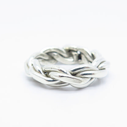 925 Sterling Silver Vintage Wicker / Twisted Band Ring Size 6.5