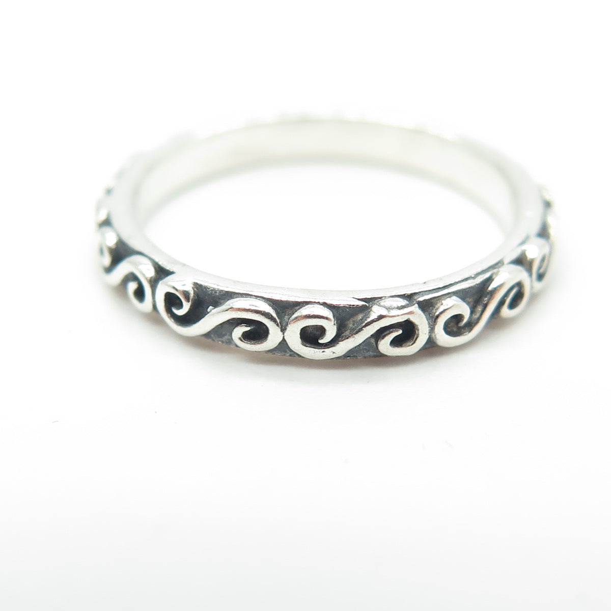 925 Sterling Silver Vintage Swirl Stackable Band Ring Size 5.5