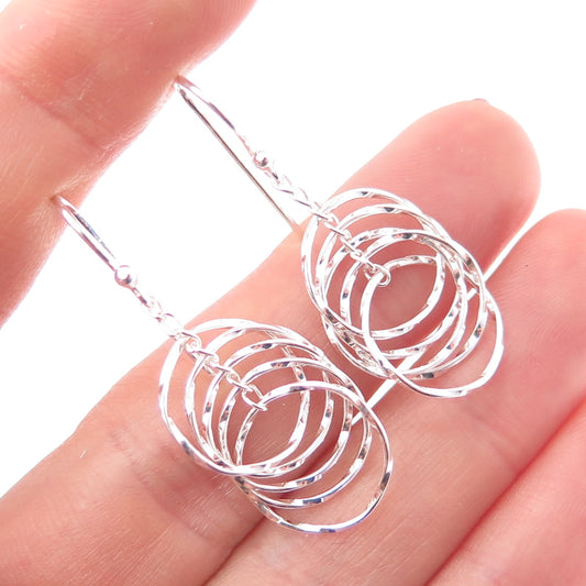 925 Sterling Silver Interlocked Circle Dangle Earrings