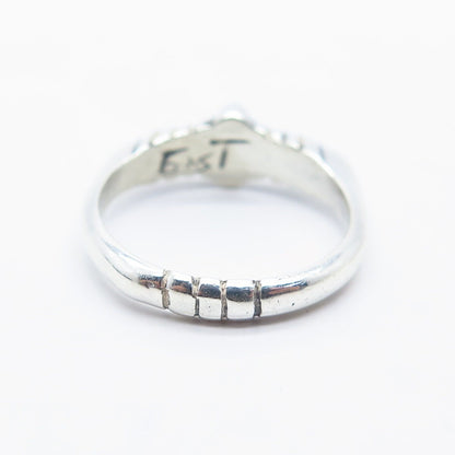 925 Sterling Silver Vintage Ribbed Oval Bar Ring Size 6.75