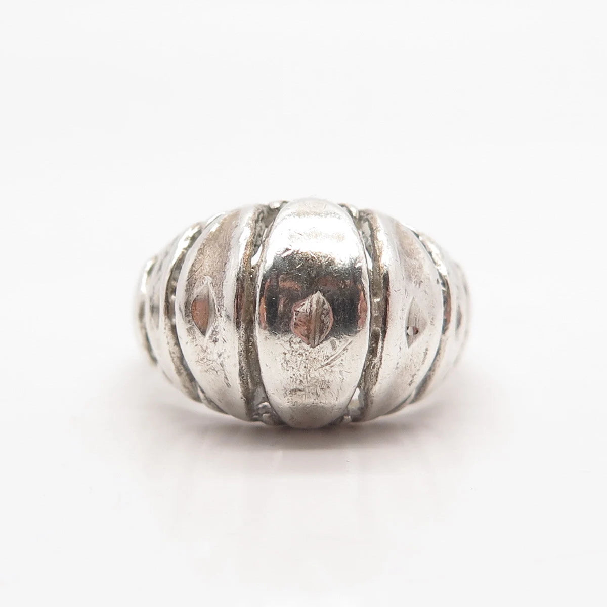 925 Sterling Silver Vintage Domed Ring Size 6