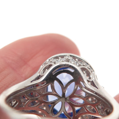925 Sterling Silver Blue & White C Z Ring Size 8