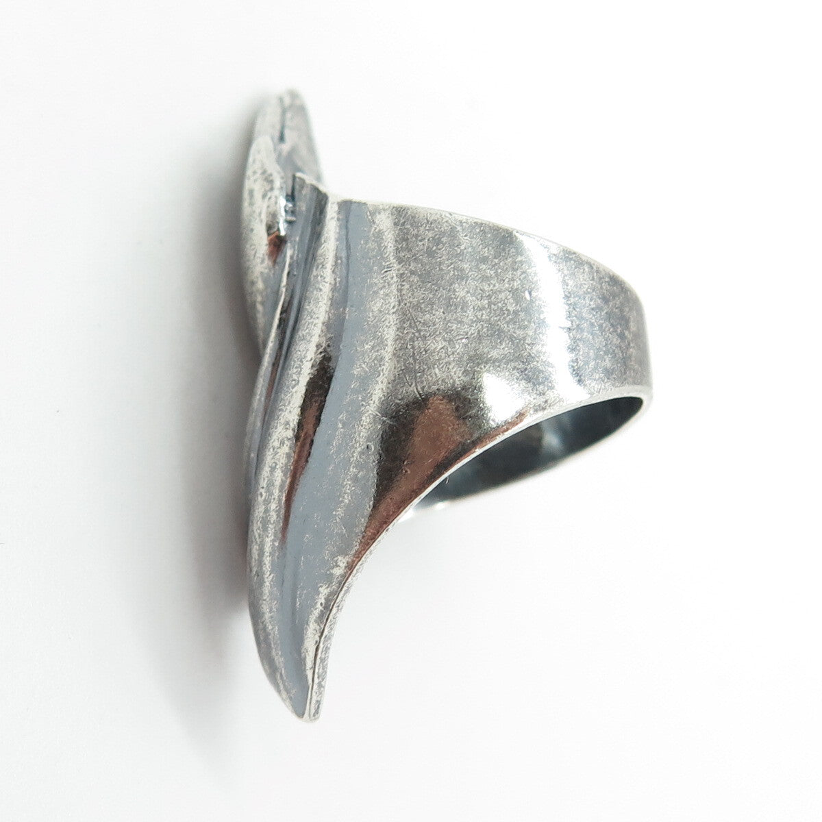 925 Sterling Silver Vintage Modernist Oxidized Ring Size 6.75