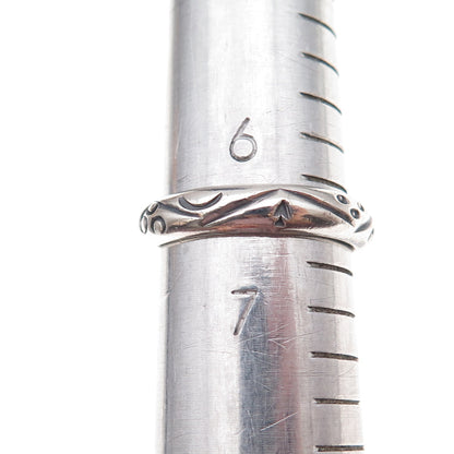 925 Sterling Silver Vintage Modernist V-Shape Oxidized Ring Size 6.5